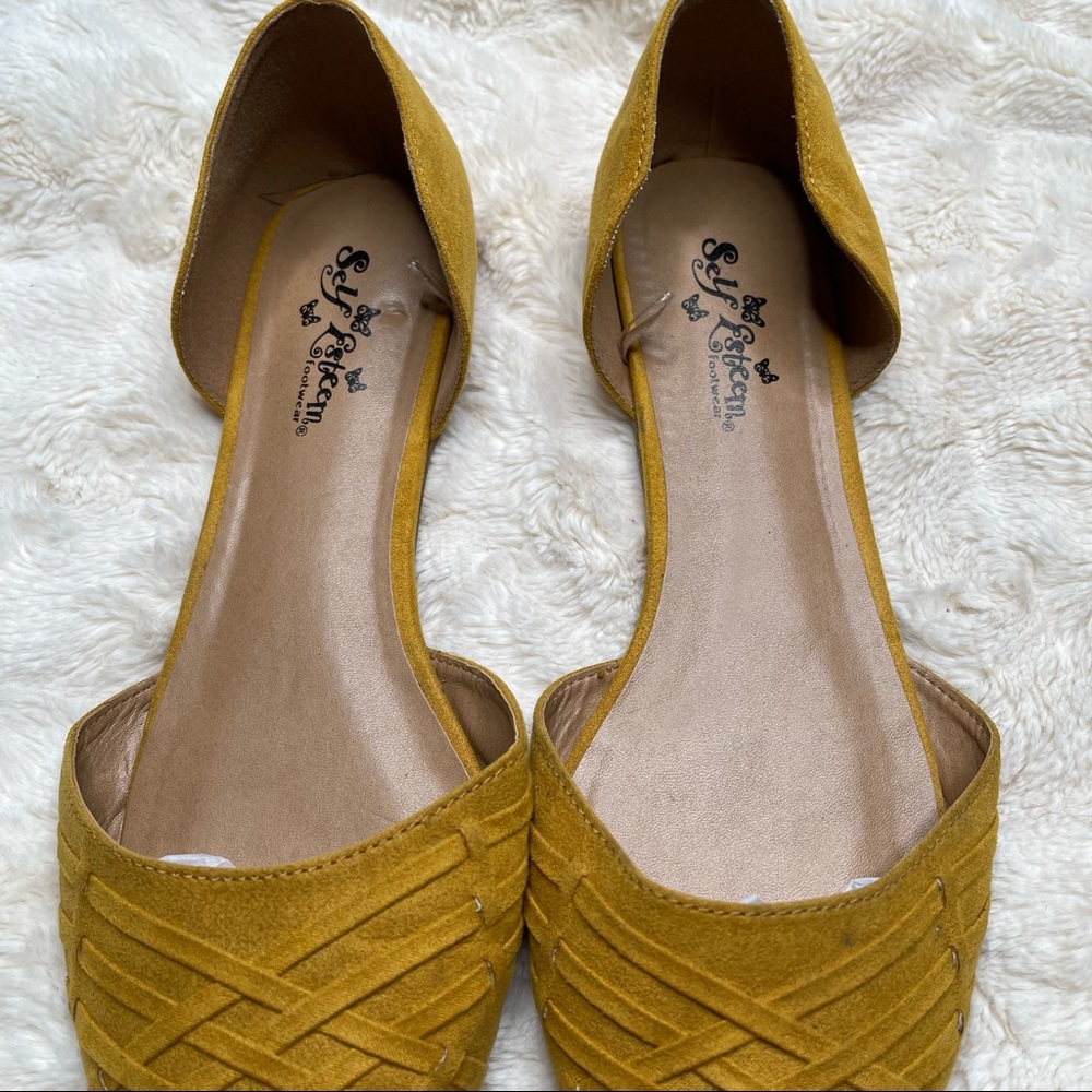 Self esteem Mustard Yellow Pointy Toe Flats Size 10 - Picture 7 of 7